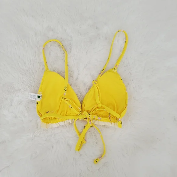 🐠AERIE PRINTED RUFFLE TRIANGLE BIKINI TOP SIZE S - Picture 6 of 8